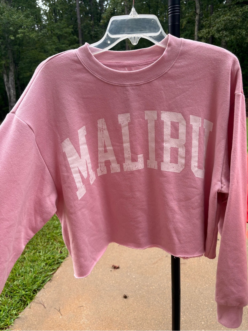 T.J.Maxx Pink 'Malibu' Cropped Crewneck Sweatshirt